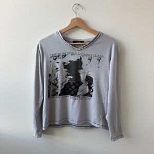 Japanese Brand Baby Blue Graphic Long Sleeve Tee